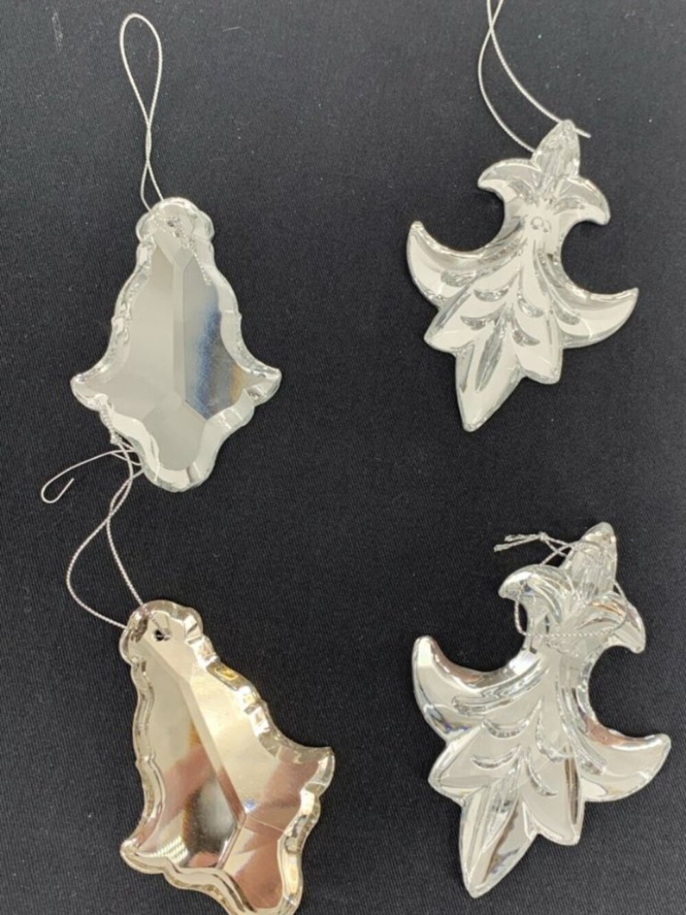 Large Mirror Prisms Crystal Fleur di Lis Largest 4.25" Lot of 4 Vintage